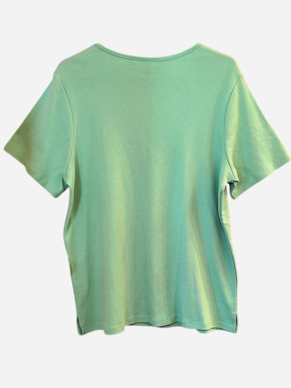 Quacker Factory Green Rhinestone Embellished Tee Size Large - Picture 3 of 5